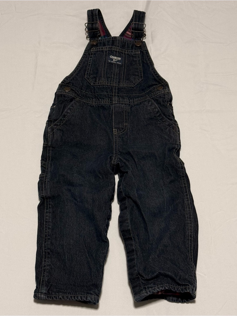 OshKosh B'gosh Plaid Lined Denim Overalls Size‎ 24 Months